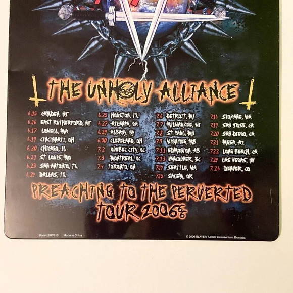 2006 Slayer  The Unholy Alliance Tin Sign Preaching To The Perverted Tour - Picture 16 of 16